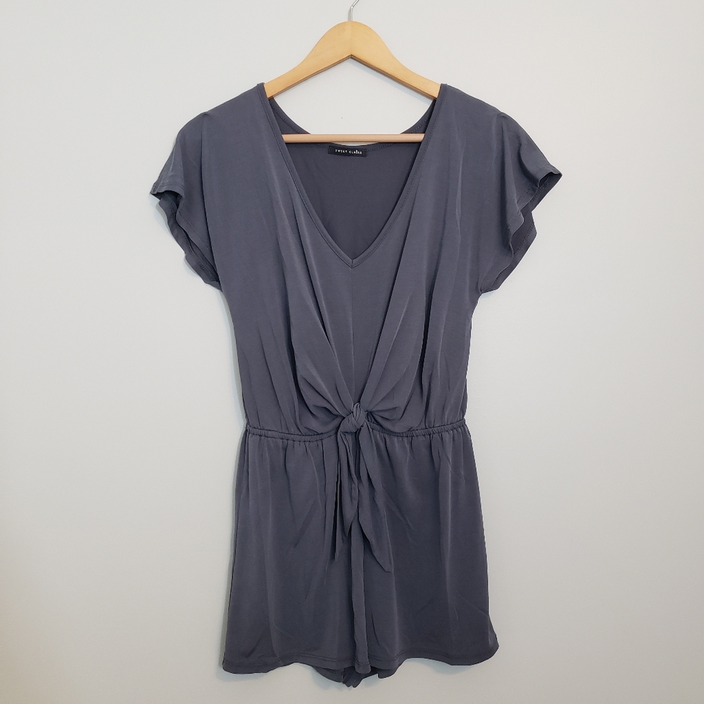Grey Tie-waist Romper